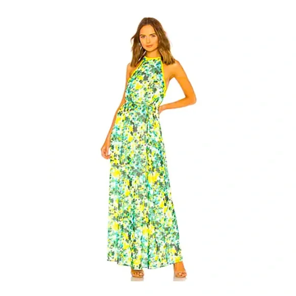 House of Harlow 1960 Novia Dress in Kelly Green Floral (Revolve) - Picture 1 of 2